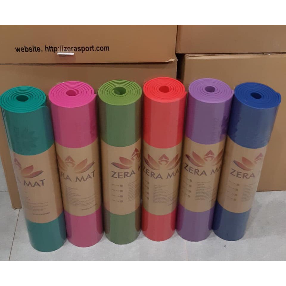 Thảm Tập Yoga và Gym Zera 8mm Định Tuyến siêu đàn hồi và chống trơn trượt (Tặng Dây buộc)