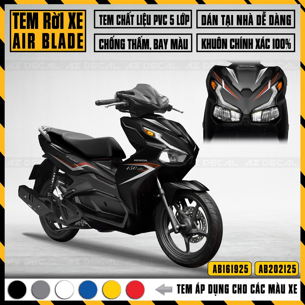 Tem Chỉ Xe Airblade Đẹp Dán Xe 150, 125 | AB25 | Chất Liệu Tem Bóng Chống Nước, Decal Chống Phai Màu