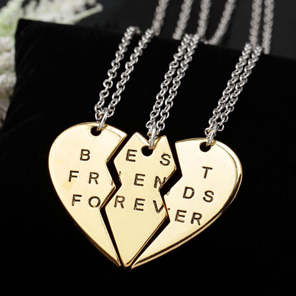 Set 3 vòng cổ tình bạn mặt trái tim khắc chữ &quot;Best Bitches&quot;