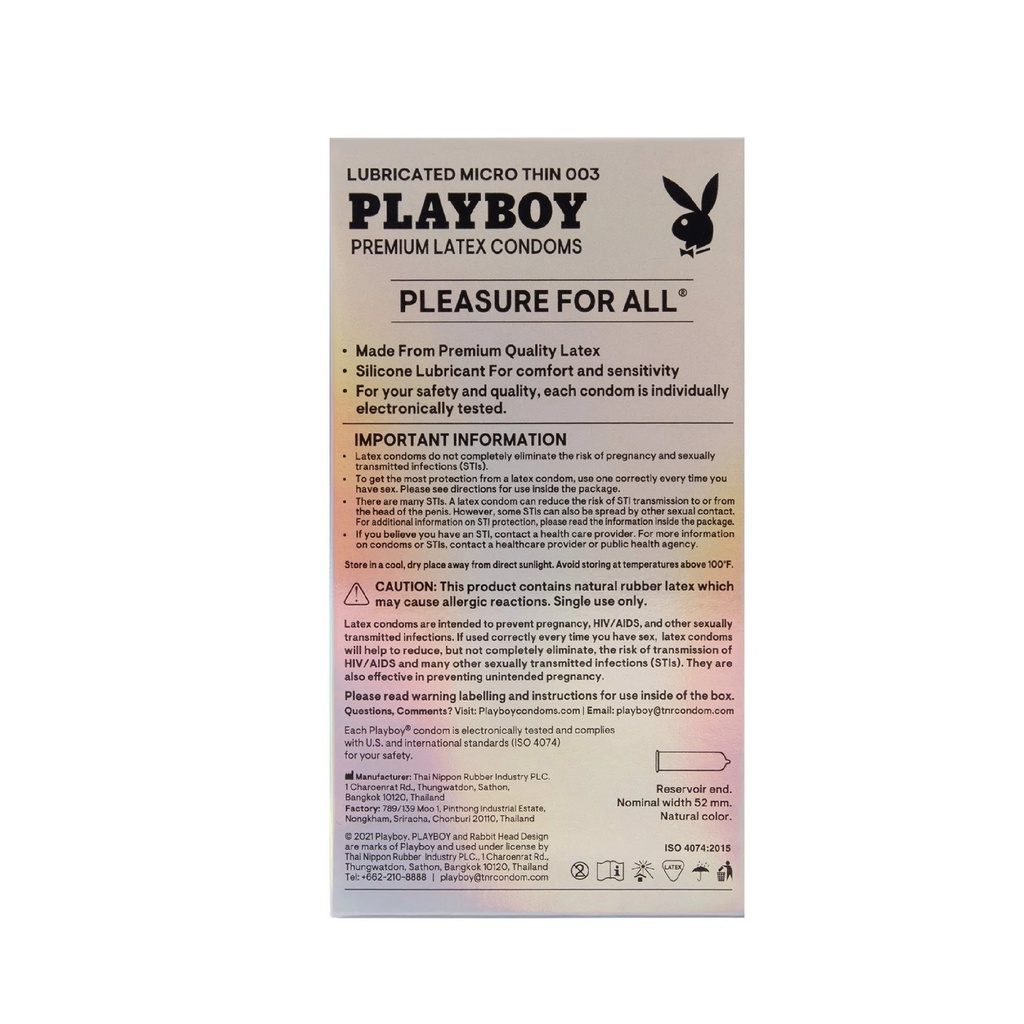 Bao cao su Playboy 003 MICRO-THIN 12 bao - Siêu Mỏng