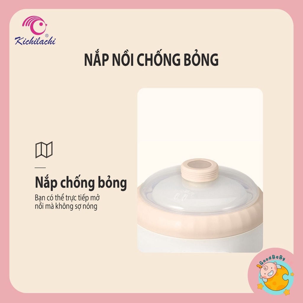 Nồi nấu cháo chậm đa năng cho bé ăn dặm Kichilachi 4in1 cao cấp bản Tiếng Việt Goodbabyvn