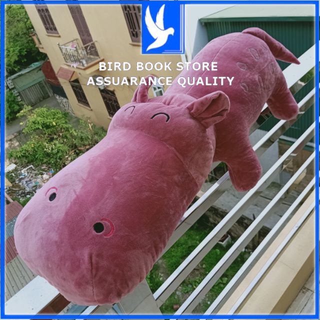 Gấu bông gối ôm hình thú hà mã tím cao cấp 1MÉT Bird book