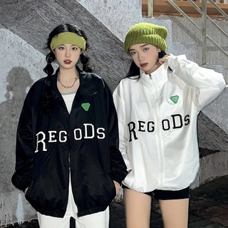 Áo khoác  dù cổ bẻ REGODS form rộng unisex nam nữ  vải dù 2 lớp dày dặn - Jacket dù logo ss2