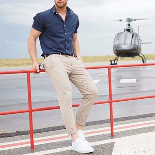 Sơ mi nam cao cấp vạt ngang xẻ tà xanh than xuất khẩu cao cấp NamFashion