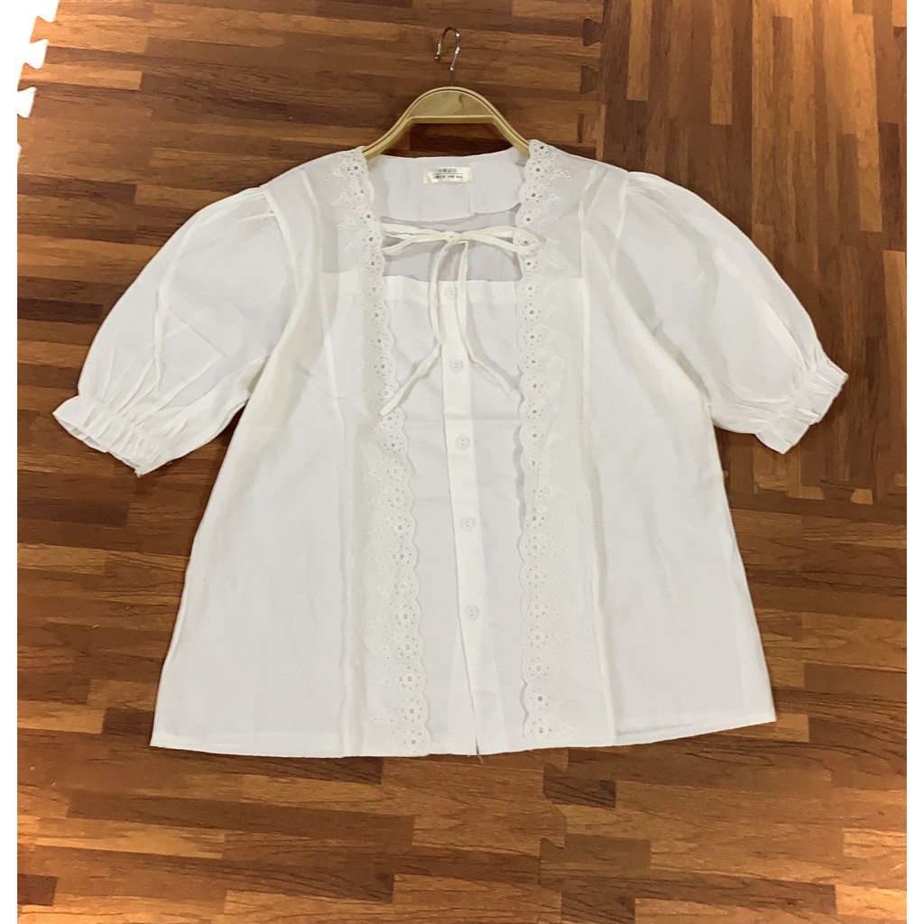 áo babydoll cổ tròn ngắn tay vuông ren A.207 freeship50k | BigBuy360 - bigbuy360.vn