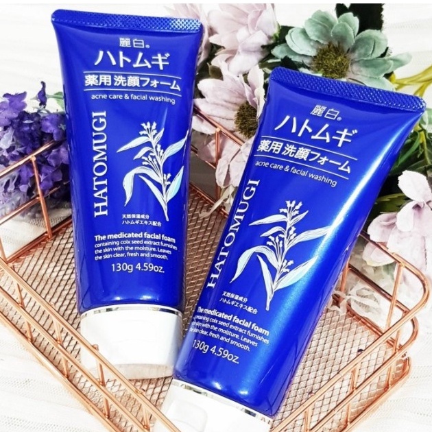 Sữa Rửa Mặt Hatomugi The Medicated Facial Foam ý dĩ ngừa mụn, làm sáng da cho da dầu 130g