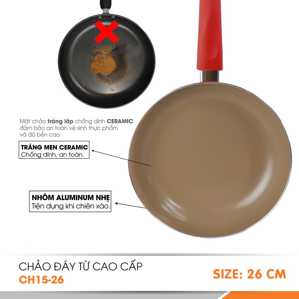 Chảo chống dính cao cấp đáy từ 26cm COMET CH15-26