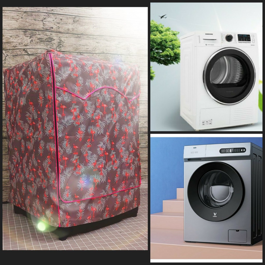 Loại dày - Áo trùm máy giặt lồng ngang - cửa trước - loại tốt - mẫu hồng hạc như hình