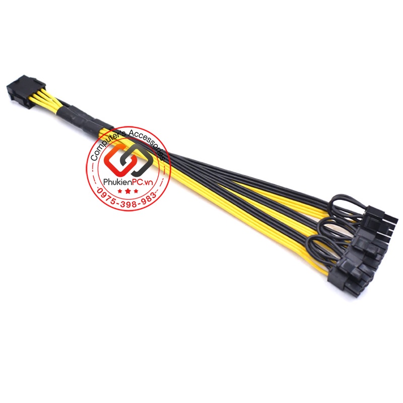 Dây cáp chuyển đổi nguồn 8Pin CPU sang 3 8Pin PCIe 6+2Pin cho Card đổ họa, Card VGA màn hình Gaming, máy tính PC, Server