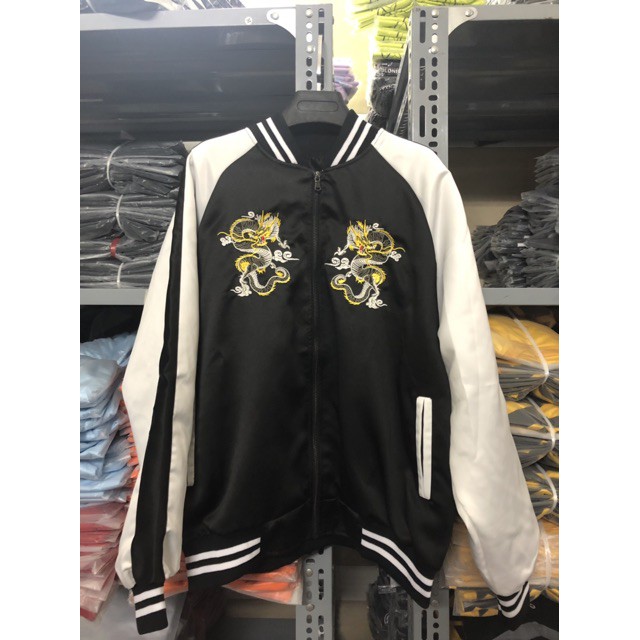 Áo khoác bomber unisex nam nữ họa tiết, form rộng, phong cách hàn quốc thiêu rồng, dù 2 lớp  | Leehoanggroup | BigBuy360 - bigbuy360.vn