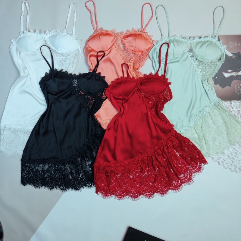 ⚡FREE SHIP ẢNH THẬT 100%⚡M03 VÁY NGỦ LỤA SATIN CAO CẤP PHỐI REN QUYẾN RŨ | BigBuy360 - bigbuy360.vn
