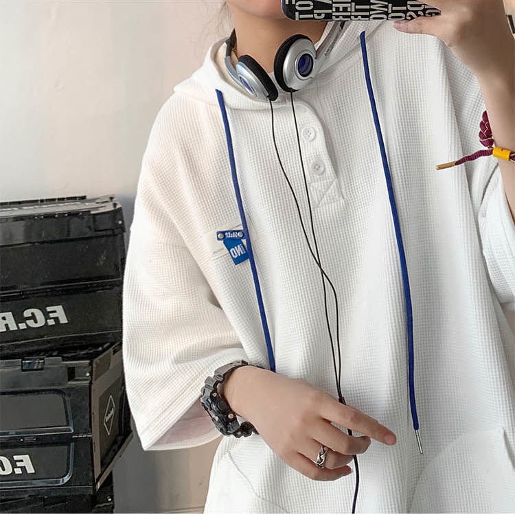 Áo Hoodie Ngắn Tay Dáng Rộng Thời Trang Mùa Hè Giản Dị Dành Cho Nam
