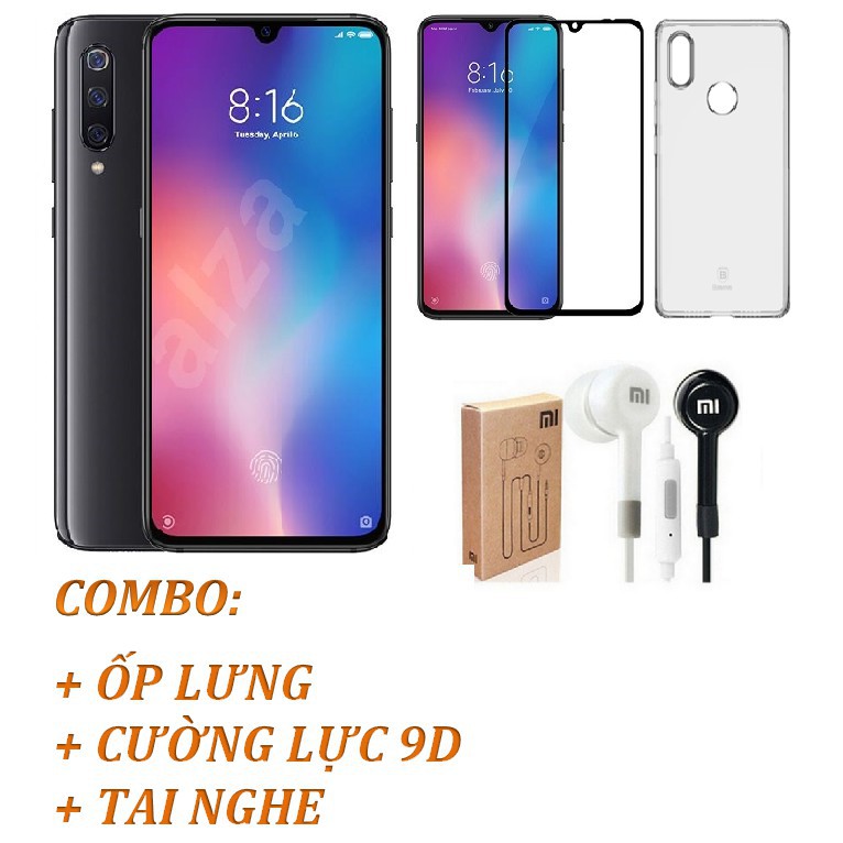 [Mã ELMT6 giảm 4% đơn 6TR] Điện thoại Xiaomi Mi 9 128GB Ram 6GB (128GB Ram 8) + Ốp, Cường lực 9D Full, Tai nghe