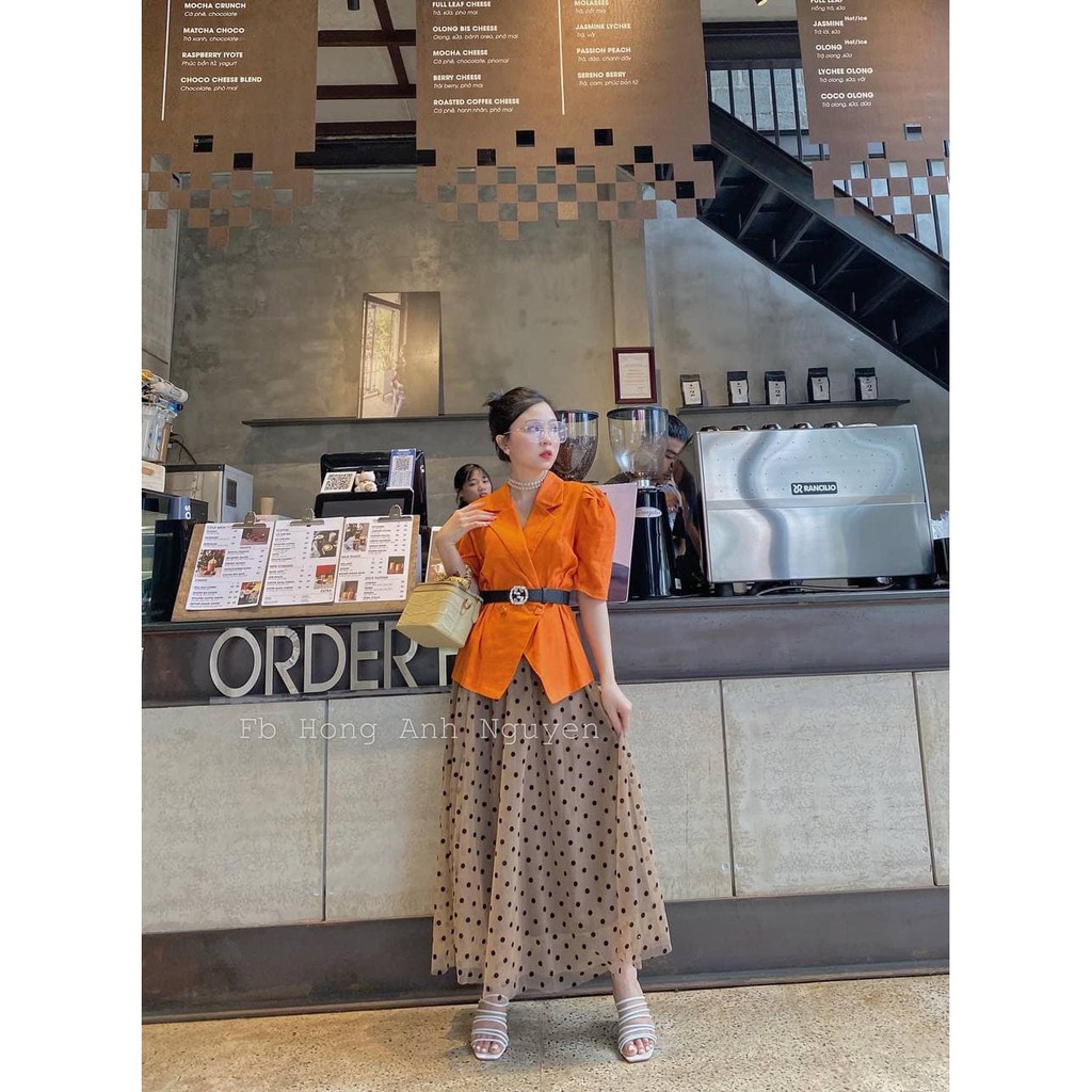 [Mã SKAMCLU7 giảm 10% tối đa 50K đơn 0Đ] Áo Blazer Lửng Tay Phồng (CAM) | BigBuy360 - bigbuy360.vn