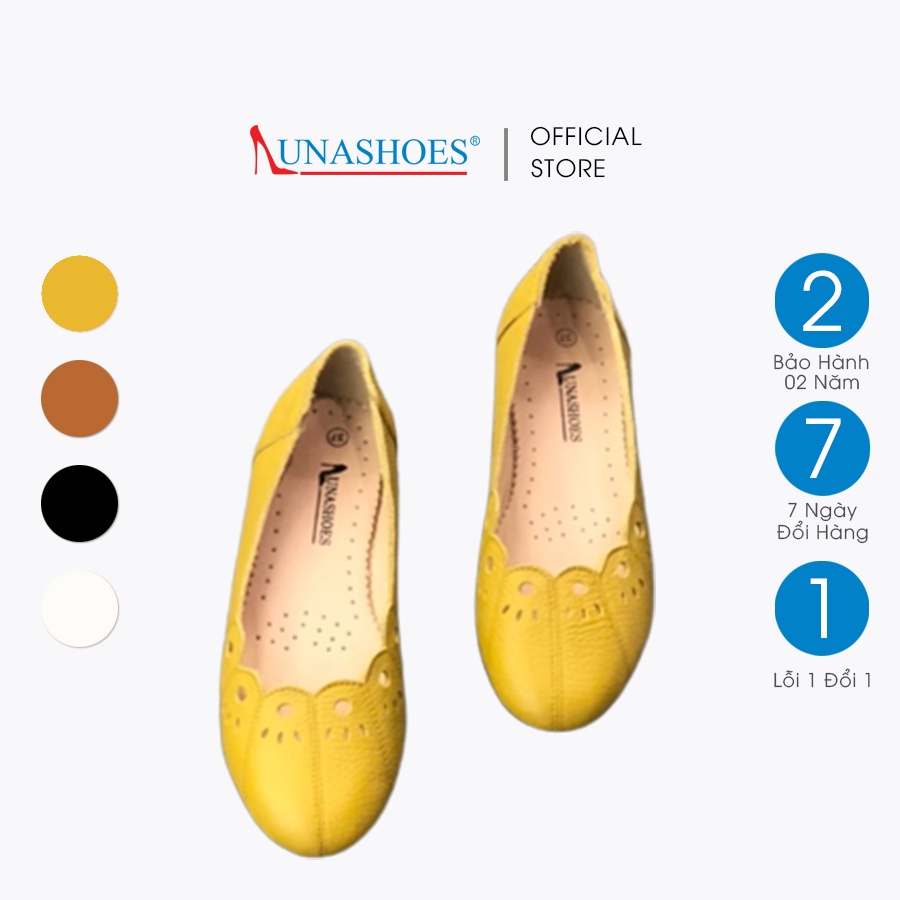 Giày bệt nữ mũi tròn da bò thật 100% và bảo hành 2 năm 1 đổi 1 LUNASHOES 1072 êm chân dễ phối đồ