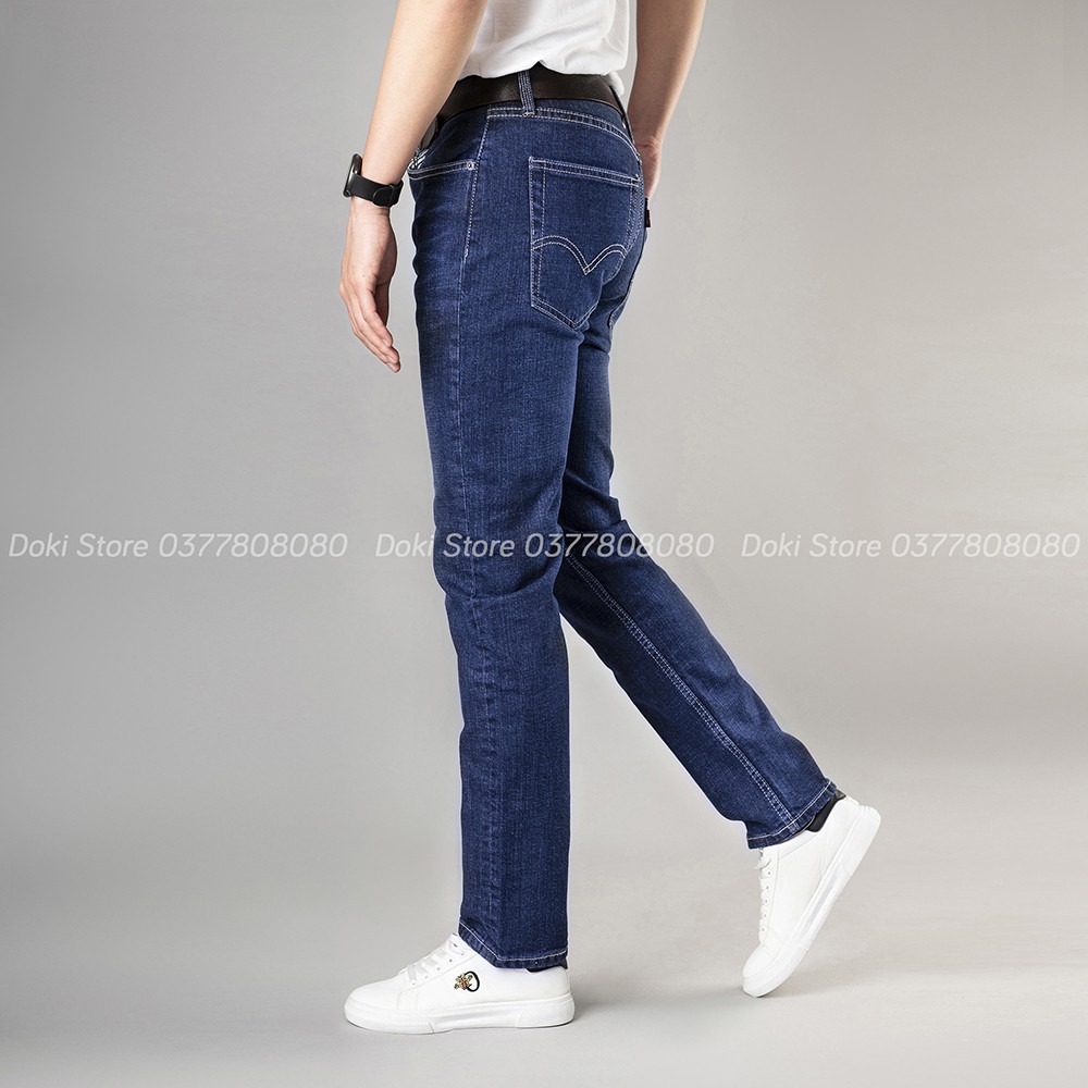 Quần Jean Nam Cao Cấp Màu Xanh Đậm XD-07, Quần bò nam dáng ôm, chất vải co giãn thoải mái - Doki