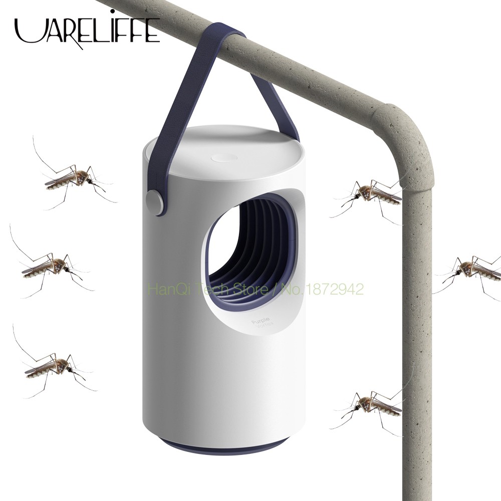 Uareliffe Vòng xoáy màu tím Đèn diệt muỗi Nguồn điện USB tự động Chất xúc tác quang điện Máy đuổi muỗi Máy đuổi muỗi di động câm thấp với đèn LED Đèn bẫy côn trùng cho vườn ngoài trời tại nhà