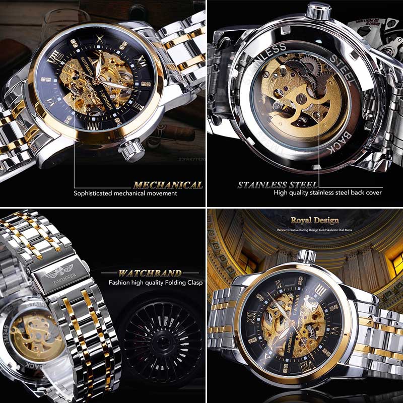 Đồng hồ cơ lộ máy thiết kế lưới thời trang cao cấp cho nam | BigBuy360 - bigbuy360.vn