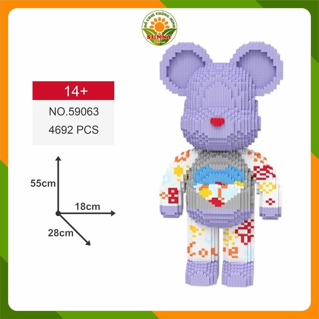 Đồ chơi lắp ghép Gấu Bearbrick Love dễ thươg - Mô hình lắp ghép 3D Gấu Bearbrick - Cao 55cm - 4600+pcs - Sunny