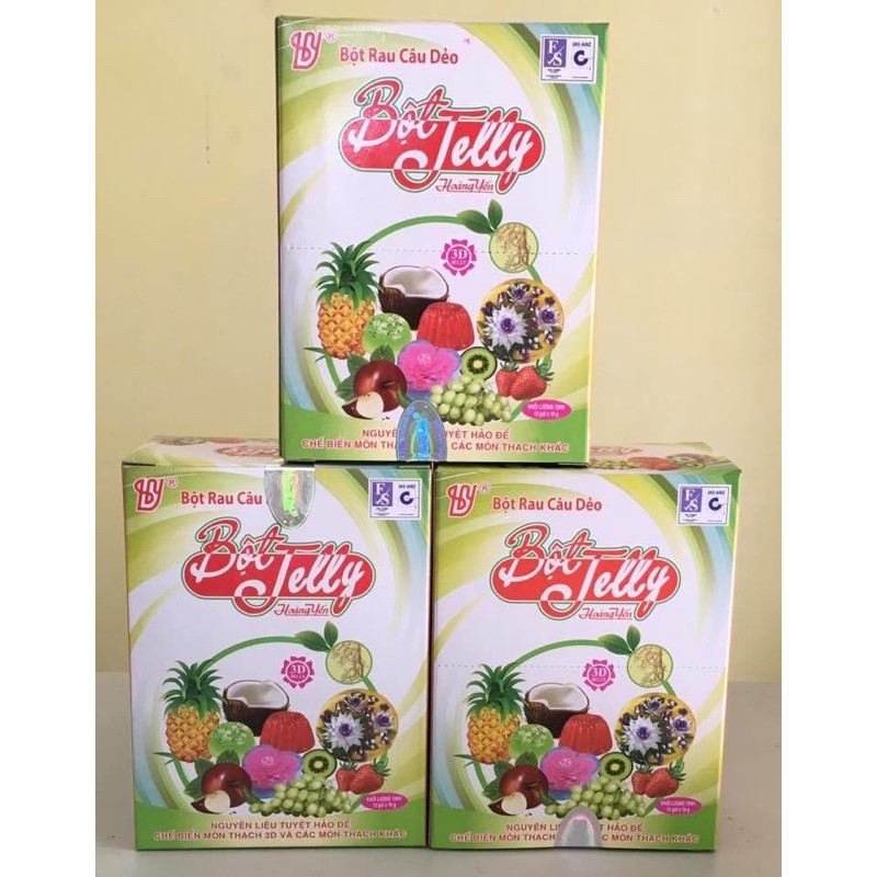 1 hộp Bột Rau Câu Dẻo Jelly Power Hoàng Yến 12 gói  date 2/2024