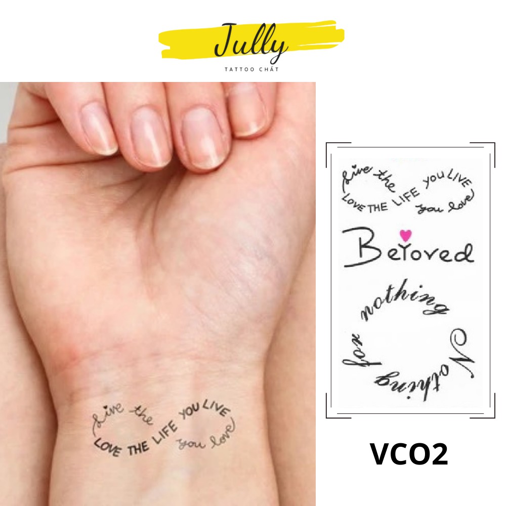 Hình xăm dán tạm thời mini hình vô cực, vô cùng, lông vũ, chữ JULLY Tattoo chất, chống nước, an toàn, bền đẹp