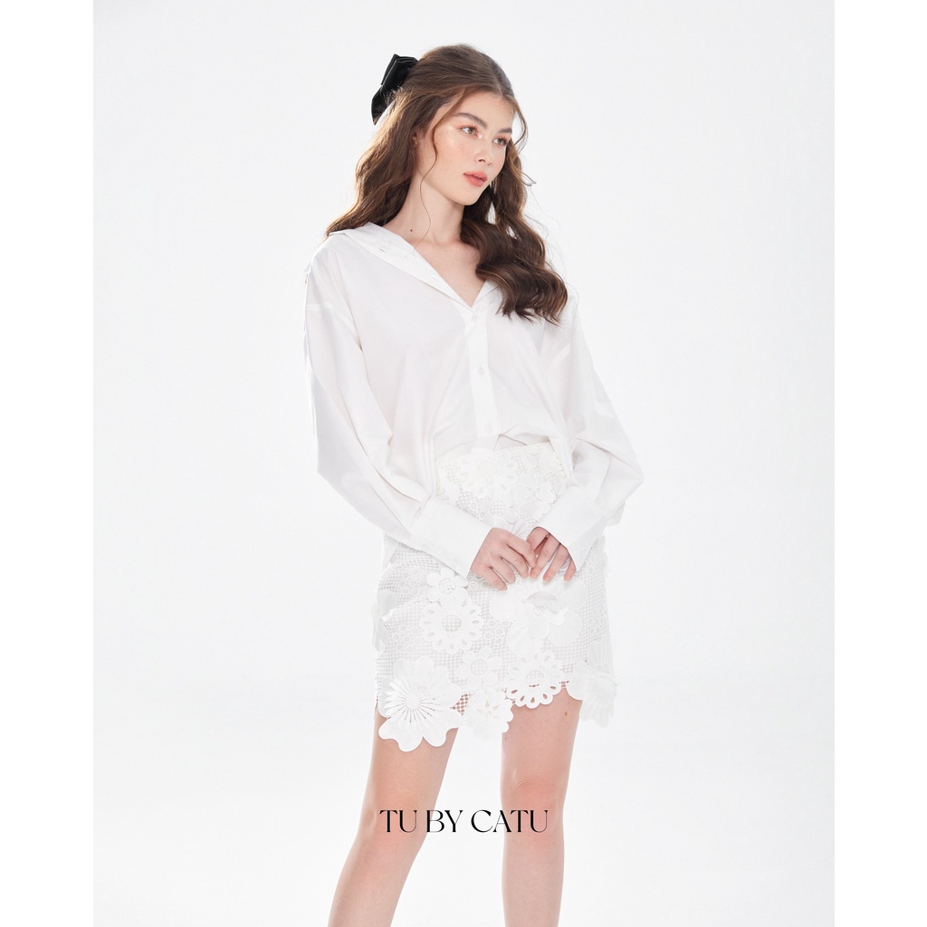 TUBYCATU | Váy ren trắng bông 3D limited