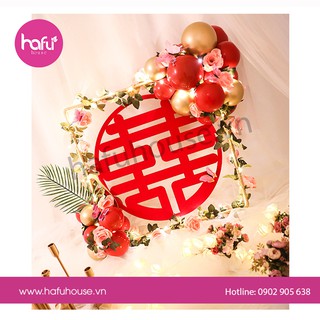 CHỮ HỶ NỈ TRƠN TRÒN ĐỎ HAFU HOUSE - TẶNG KÈM 10 MIẾNG DÁN 2 MẶT