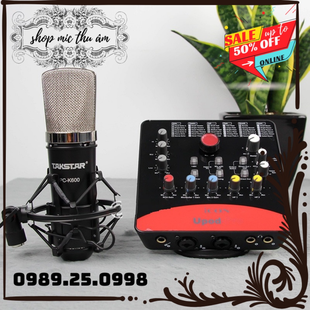 Combo Sound Card Icon Upod Pro Kết Hợp Mic Thu Âm Takstar PC K600 . Dùng Để Livestream , Thu Âm . Bảo Hành 12 TH