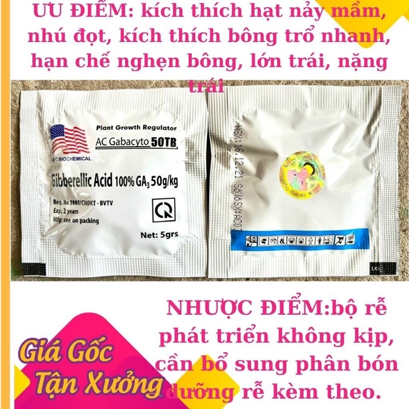 COMBO 10 VIÊN GA3 Gibberellin 5gram dạng sủi