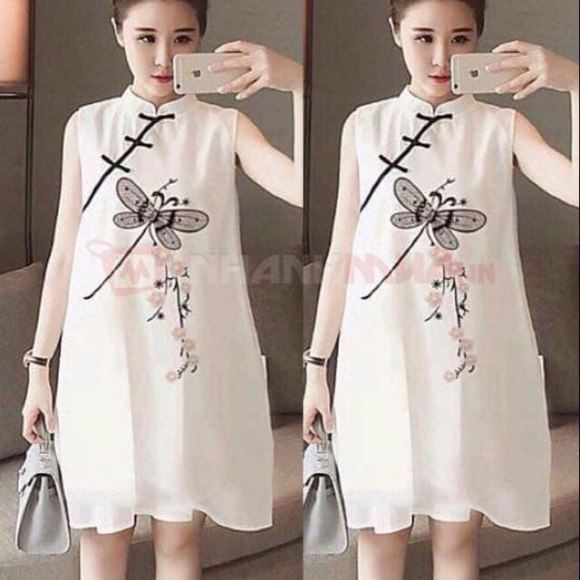 đầm suông in chuồn chuồn cực xinh