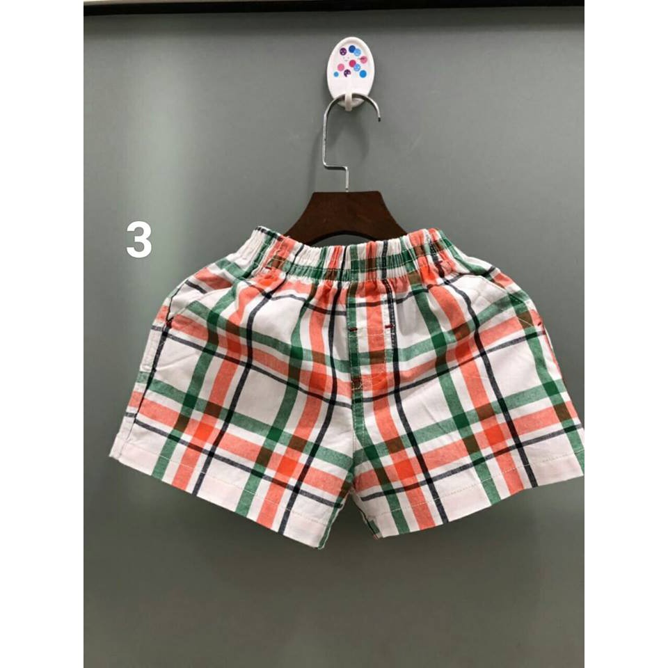 SP103: Quần sooc kẻ caro lưng thun bé trai Gap 1-4 tuổi 2 túi cạnh, 1 túi mông