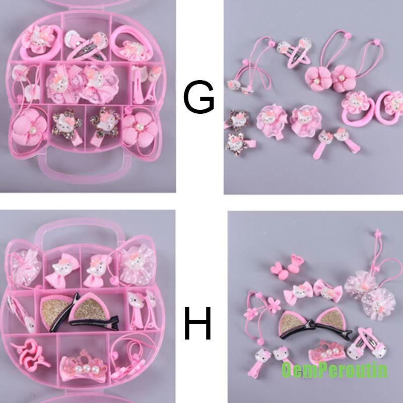 1 Bộ Kẹp Tóc Cao Su Hình Hello Kitty Cho Bé Gái