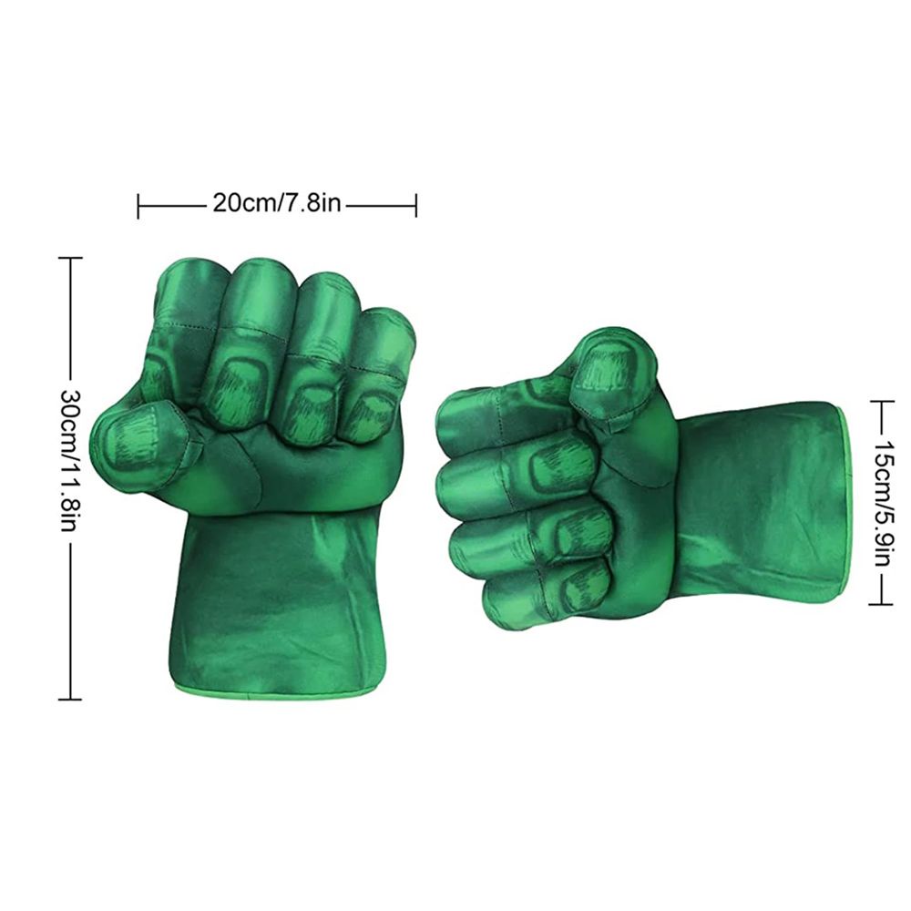 Cặp găng tay vải lông hóa trang Hulk Fist màu xanh lá cây độc đáo