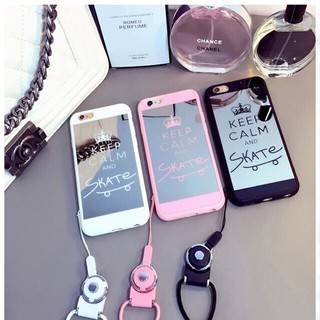 Ốp gương iPhone 5 5s 6 6s 7 8 6 Plus 8 Plus Keep Calm Skate tráng gương sáng bóng (Không kèm dây)