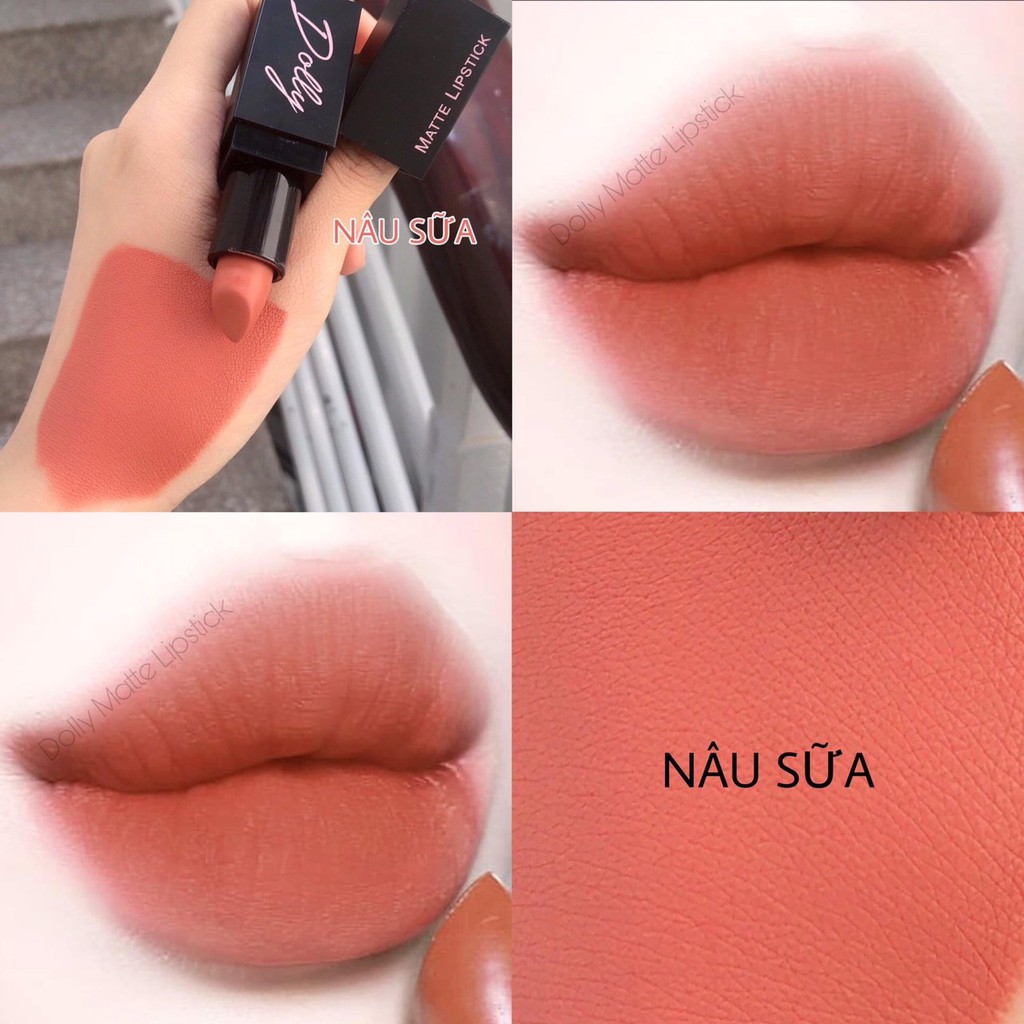 [Nâu Sữa] Catch Me Up - Son Sáp Phủ Phấn Hữu Cơ Dolly Không Chì Màu Nâu Sữa Tách Set