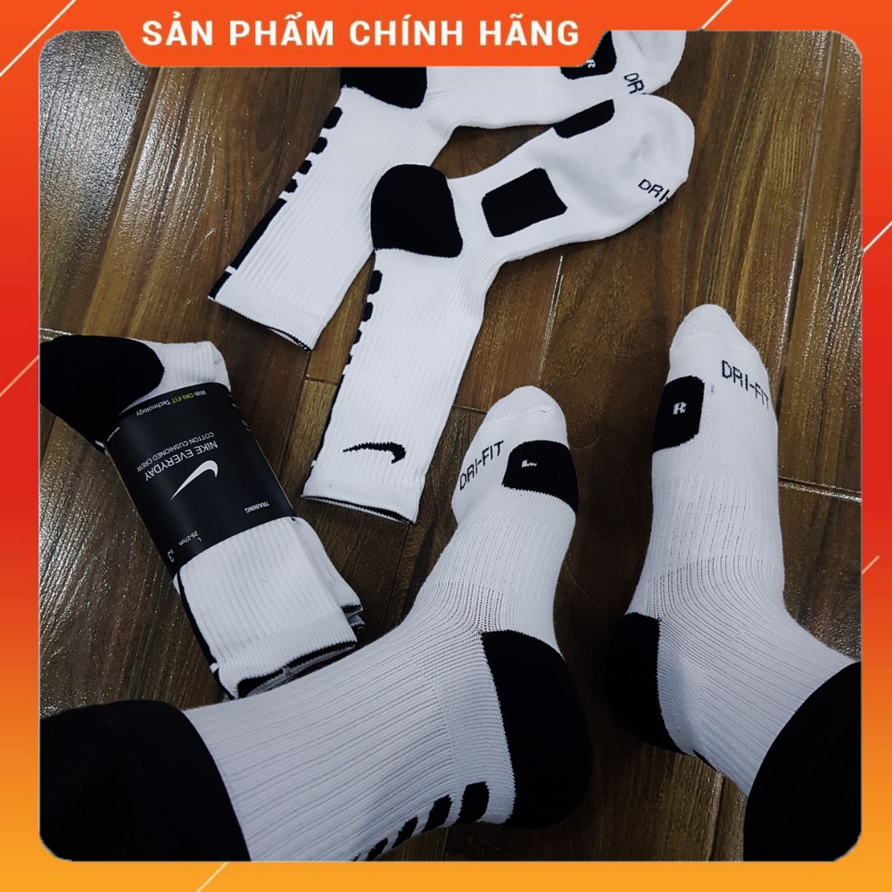 Tất vớ Nike cao cổ Nike Elite Basketball White/Black hàng xuất khẩu