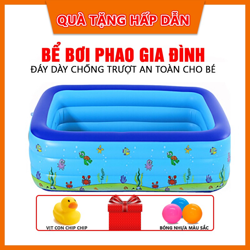 [3 Lớp Siêu Dày] Bể Bơi Phao Bơm Hơi Tại Nhà Chống Trượt An Toàn Cho Bé, Hàng Loại 1