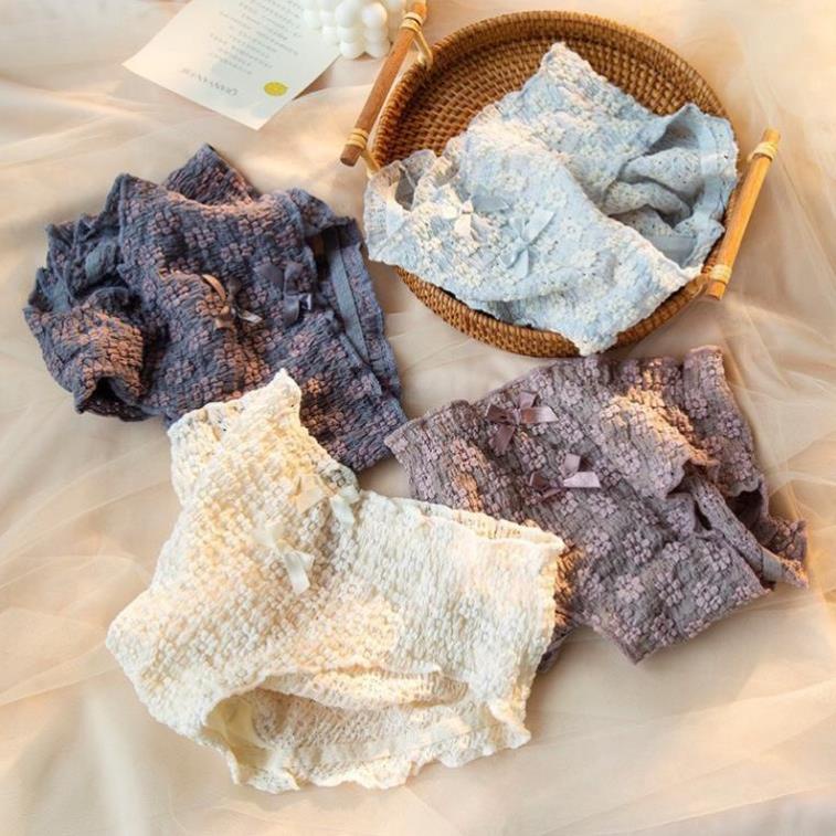 Set 5 Quần Lót Cotton Thun Tăm Hoa Nổi Co Giãn 3D 538