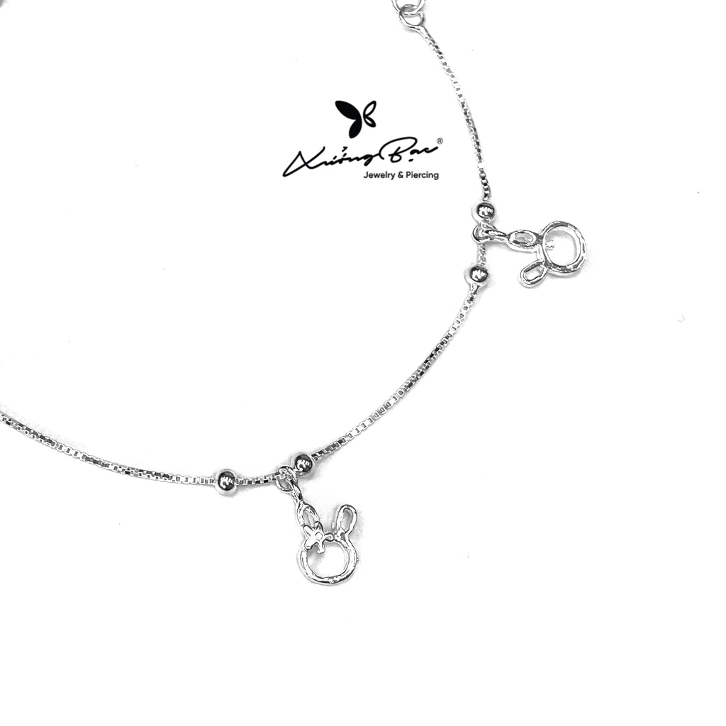 Lắc chân bạc 925 đẹp cho nữ Xưởng Bạc thiết kế đeo chân. Lắc chân bạc 925, lắc bạc thiết kế hình nhiều thỏ LC3.250
