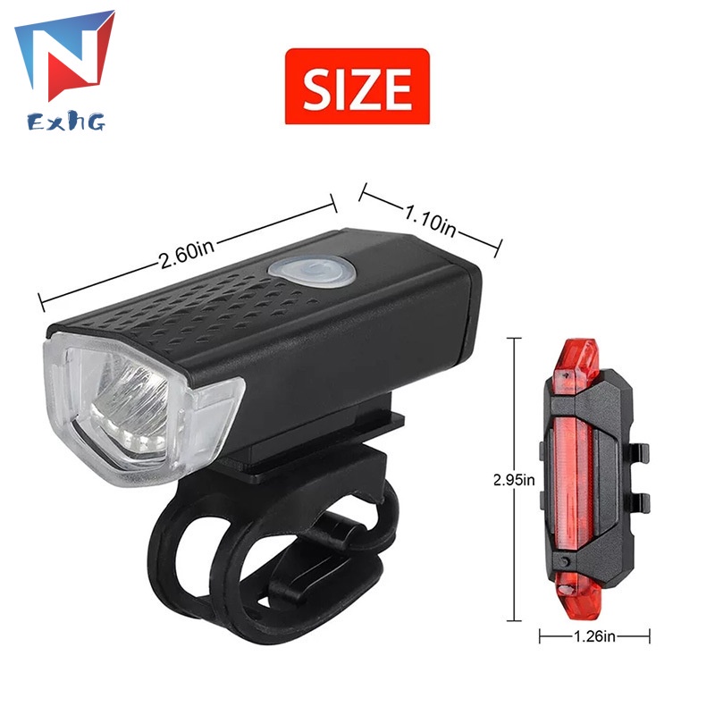 Bộ Đèn LED Trước Và Sau Chống Thấm Nước Sạc Được Dễ Lắp Đặt Cho Xe Đạp