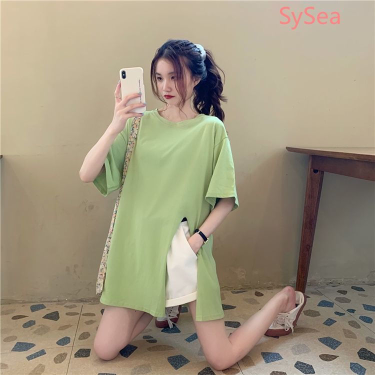 Áo Thun Tay Ngắn Dáng Rộng Thiết Kế Xẻ Quyến Rũ