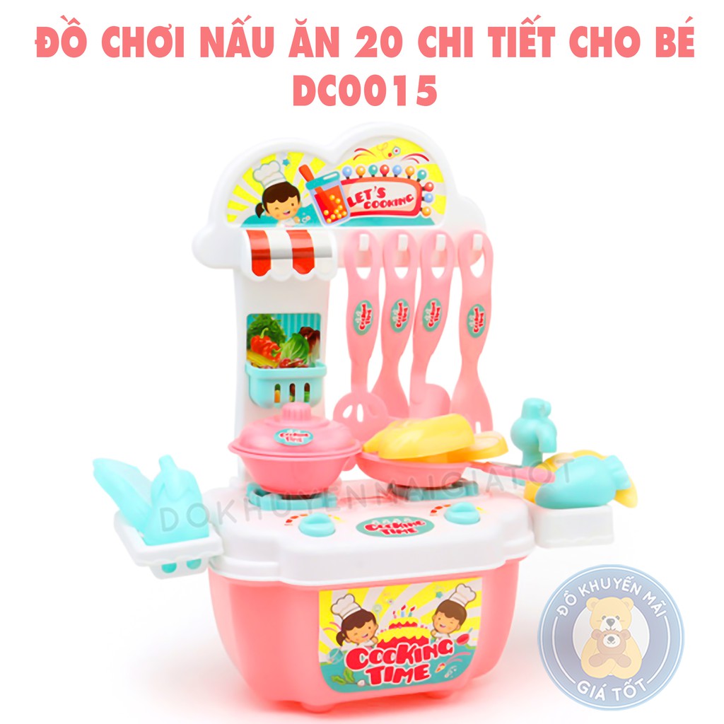 Đồ chơi nấu ăn ‍ GIÁ SỐC ‍ Đồ chơi nấu ăn cho bé 20 món vật dụng và tủ bếp bằng nhựa an toàn DC0015