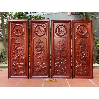 Tranh tứ quý gỗ hương