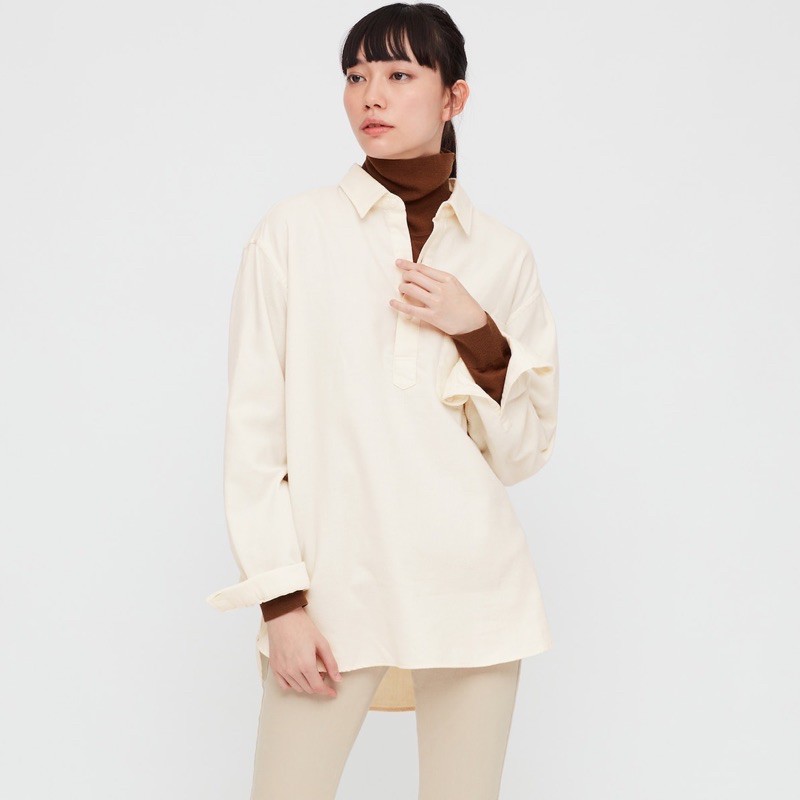 Áo sơ mi chui đầu nam flannel dài tay thời trang của UNIQLO | BigBuy360 - bigbuy360.vn