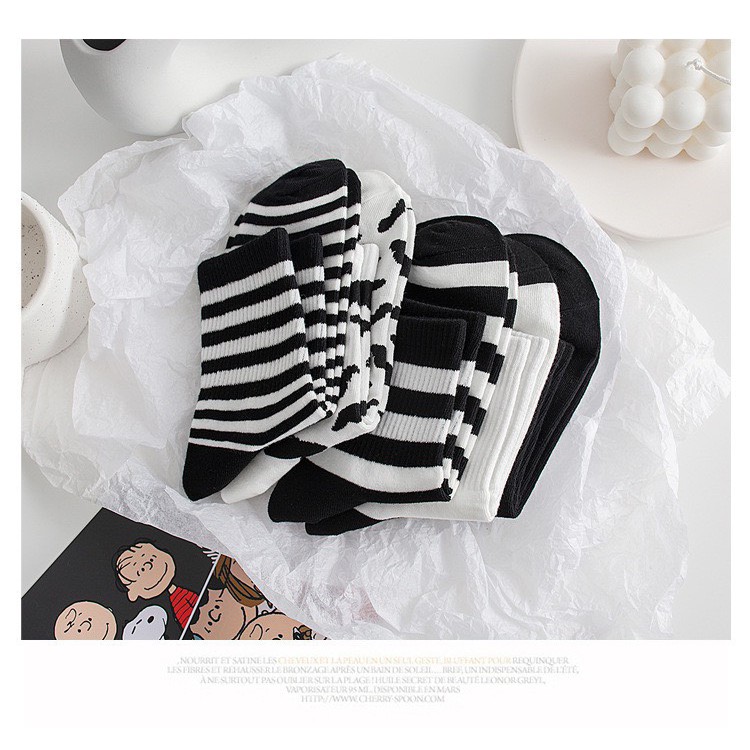 Tất bò sữa Nivamo tất Hàn Quốc cổ cao vintage nữ cực đẹp TN76