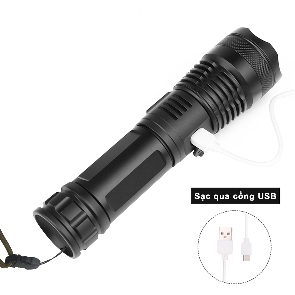 XHP50 Đèn pin siêu sáng mini đèn pin cầm tay siêu sáng led chiếu xa chống nước 5000 mAh Đèn pin chiến thuật điện nhỏ USB Có thể sạc lại / 5 chế độ / Có thể thu phóng