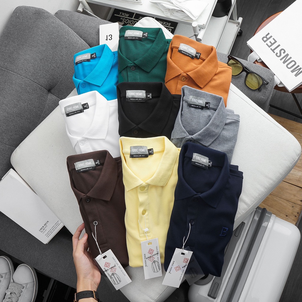 Áo thun POLO nam ngắn tay trơn ERIC HOME vải cá sấu cotton cao cấp sang trọng D365-TM24