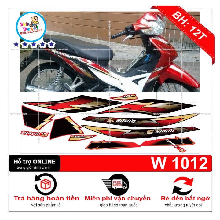 [SHIN DECAL] Tem xe wave S 110 mẫu zin đỏ đen