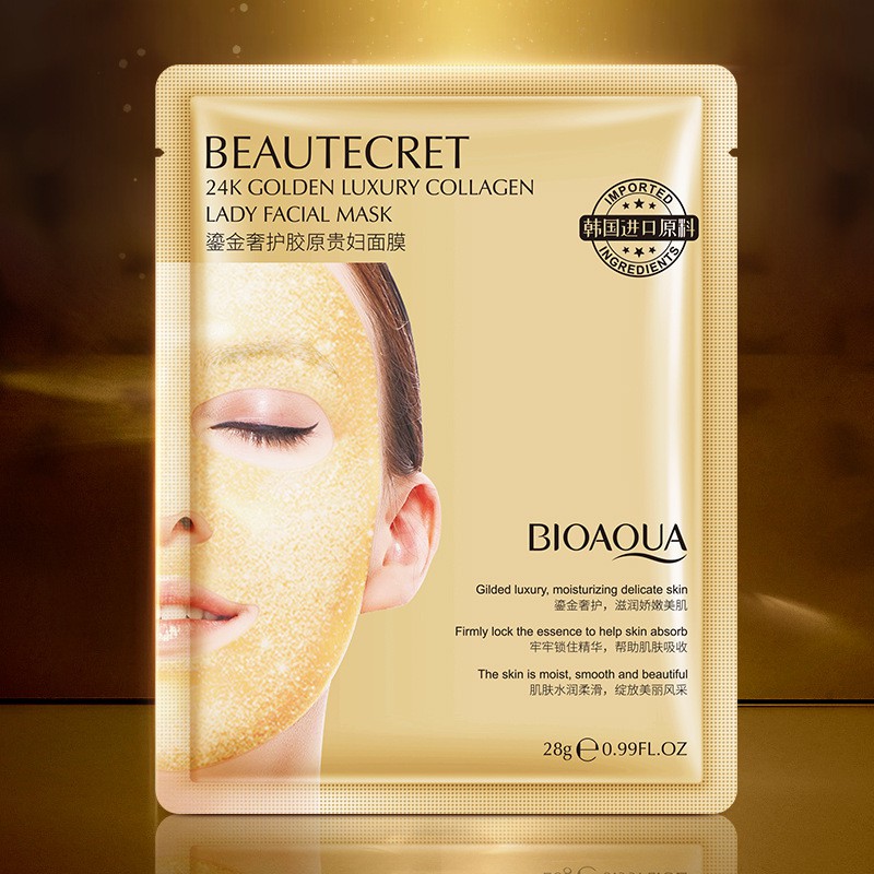 Mặt nạ Thạch Vàng 24K Collagen Bioaqua - Beautecret 24k Golden Luxury Collagen Lady Facial Mask