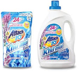Nước Giặt Attack Khử Mùi Extra 2.4kg - Tặng túi 1.4kg cùng loại